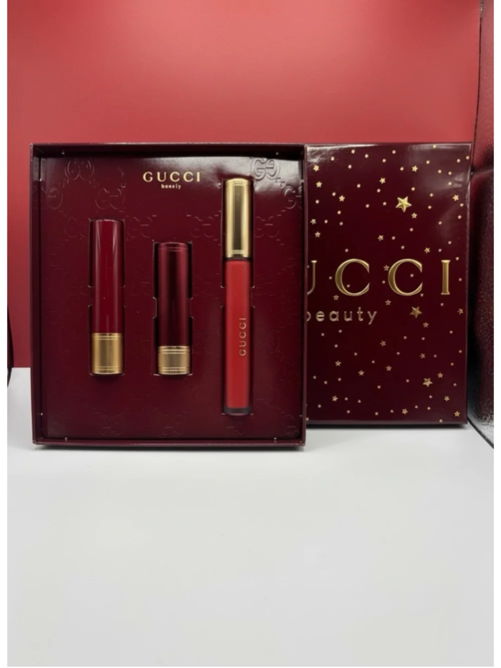 Gucci Beauty Lipstick Trio Gift Set Rosso Ancora 509 Red Cream Liquid Matte - Picture 1 of 5